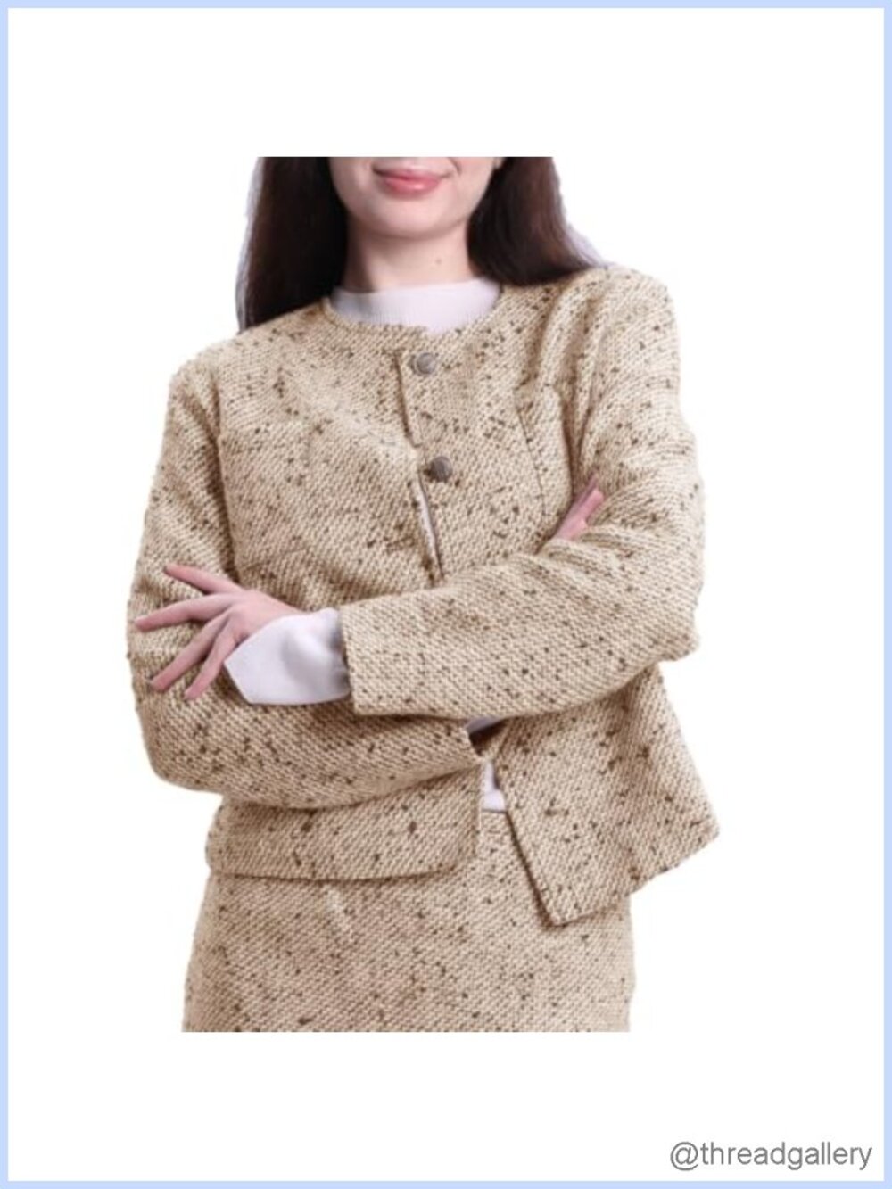 Wool Blend Cropped Tweed Blazer Button-Up Slim Fit with Pockets